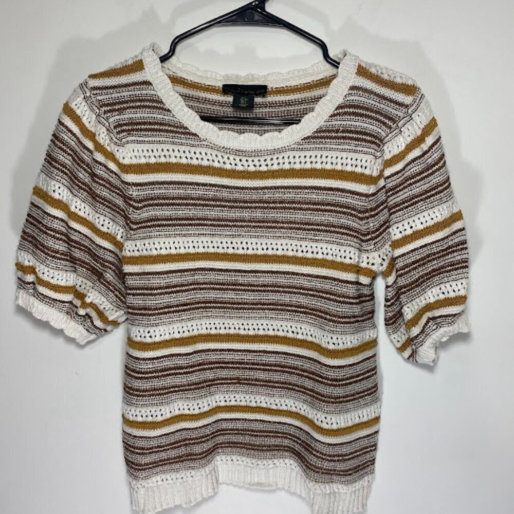 House of Harlow 1960 Crocheted Metallic Striped Sweater